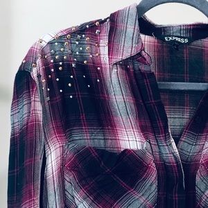 EXPRESS | Black and Pink Flannel with Studs